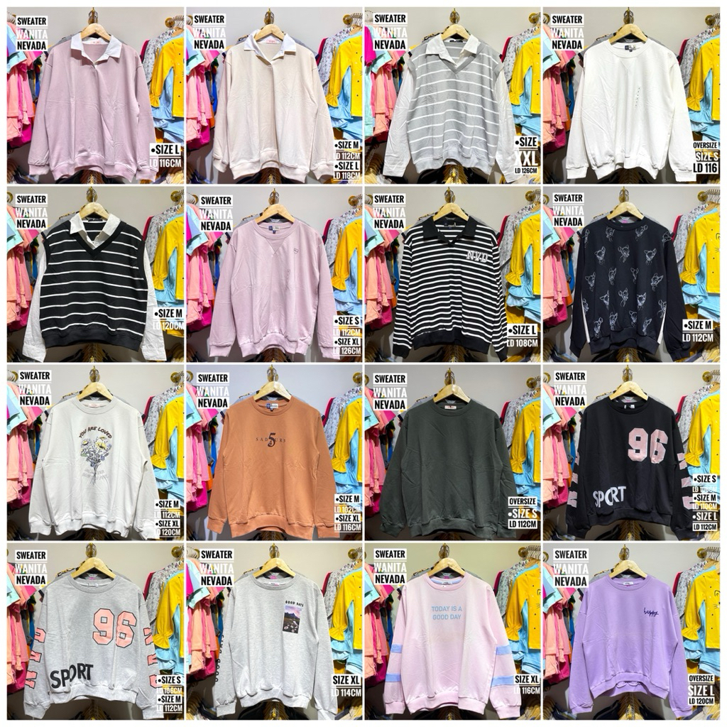 SWEATER CEWEK NEVADA / SWEATER WANITA NEVADA / SWEATER PEREMPUAN NEVADA / BAJU LENGAN PANJANG CEWEK 