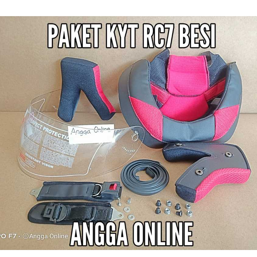 PAKET KYT RC 7, KYT RC7. Busa helm kancing BESI+ Kaca Helm +Tali Helm +Lis Karet + Baur Rachet & Nut