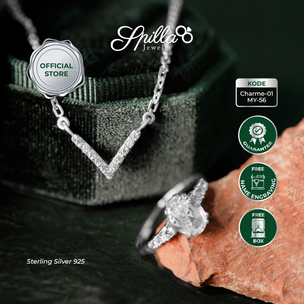 Spilla Jewelry Bundle Giftset Kalung & Cincin Silver 925
