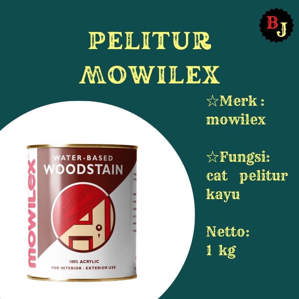 Mowilex Woodstain Politur Kayu Water Based 1kg / politur Campuran air