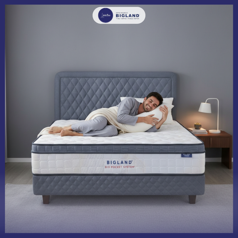 Kasur Spring bed (Plus Top) pocket Tinggi 33 cm FREE BANTAL by Bigland ukuran 120x200, 160x200, 180x