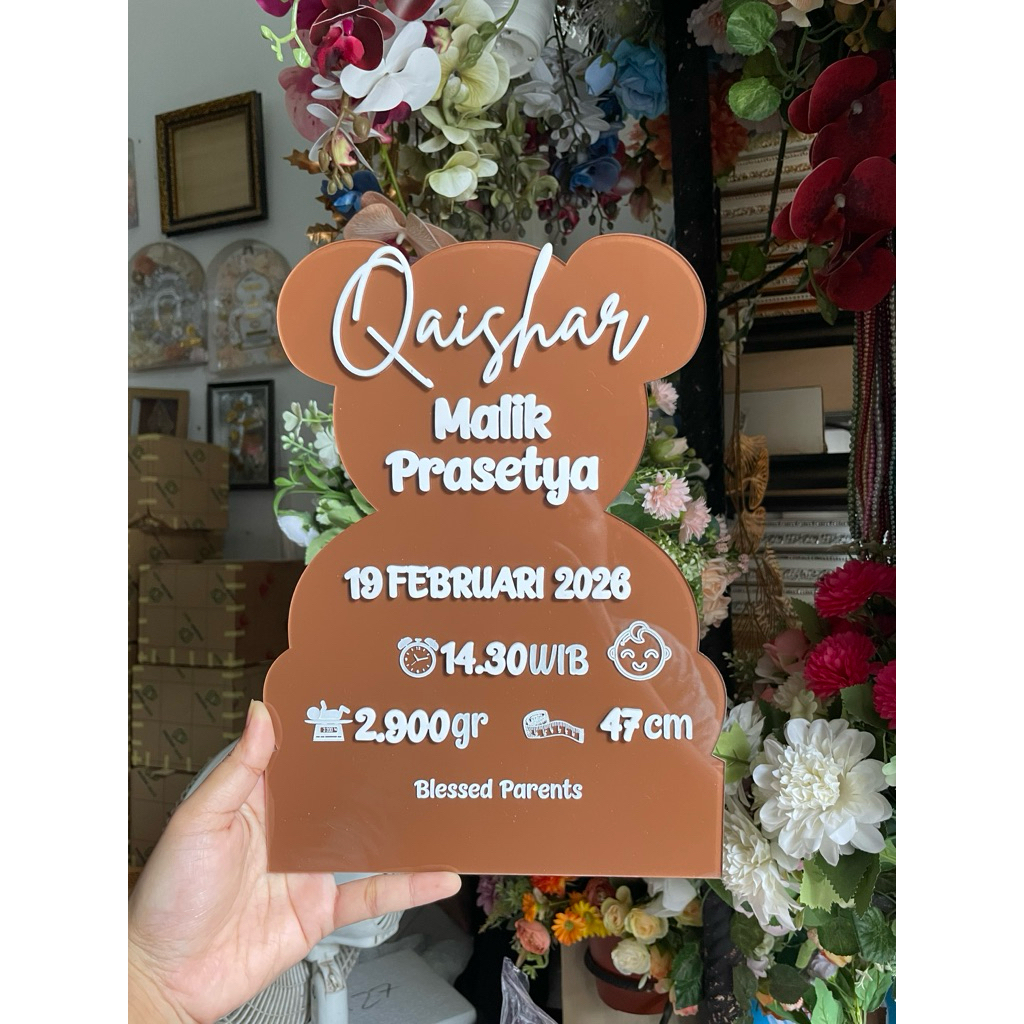 HOSPITAL BOARD ACRYLIC RABBIT / PAPAN NAMA BAYI / CUSTOM / HANDMADE