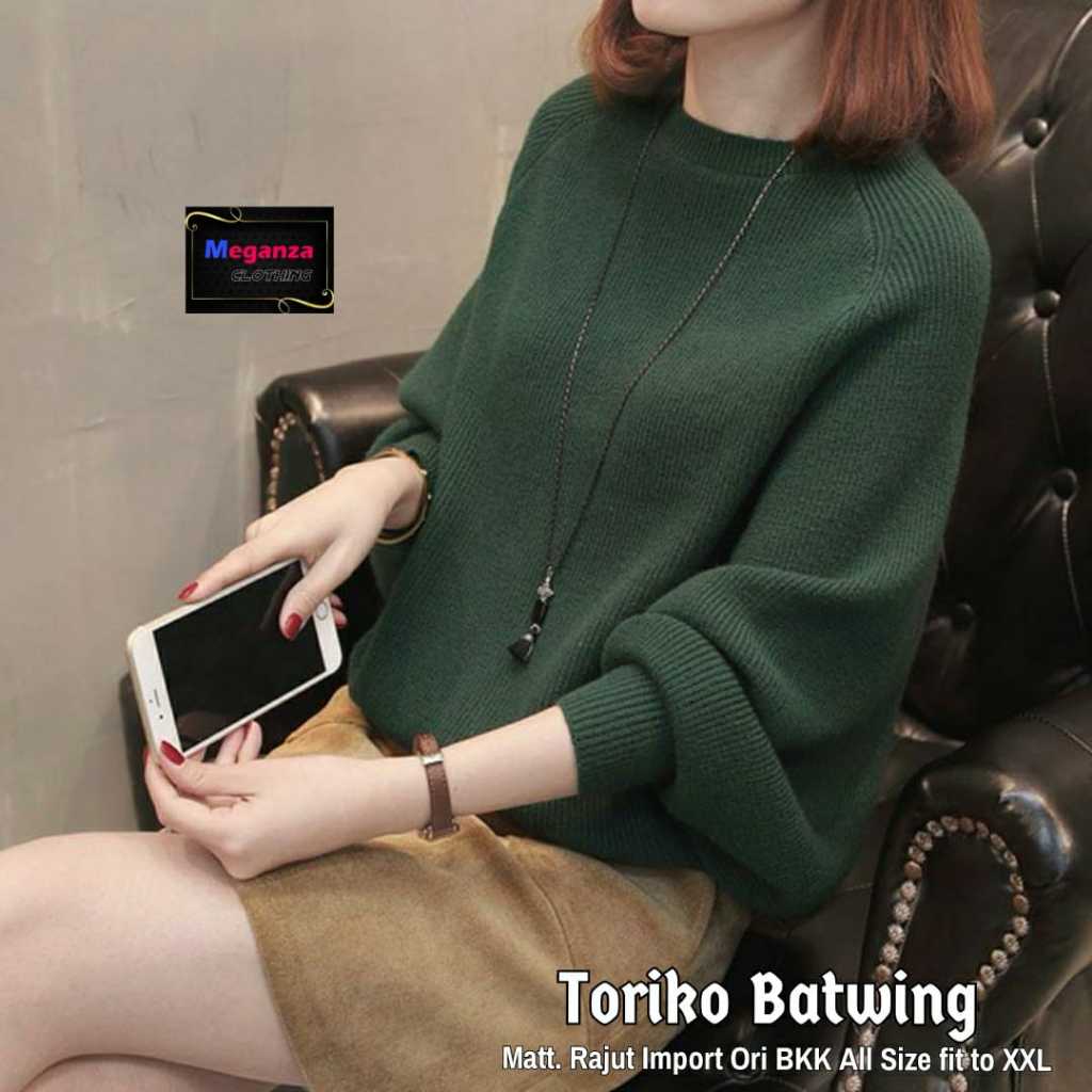 Toriko Batwing Sweater Rajut Wanita Lengan Panjang Oversize Original MEGANZA CLOTHING Bahan Rajut Im