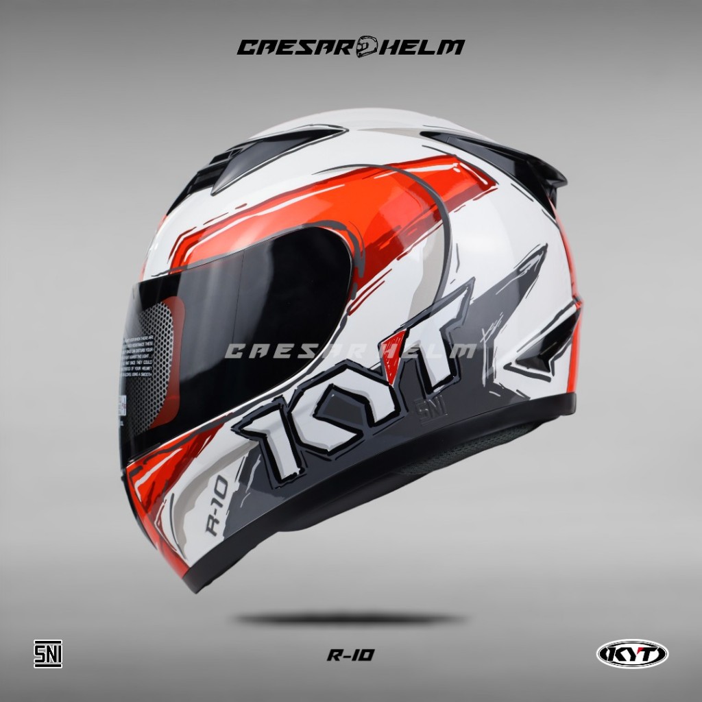 KYT R-10 #6 - White/Red - Helm Full Face