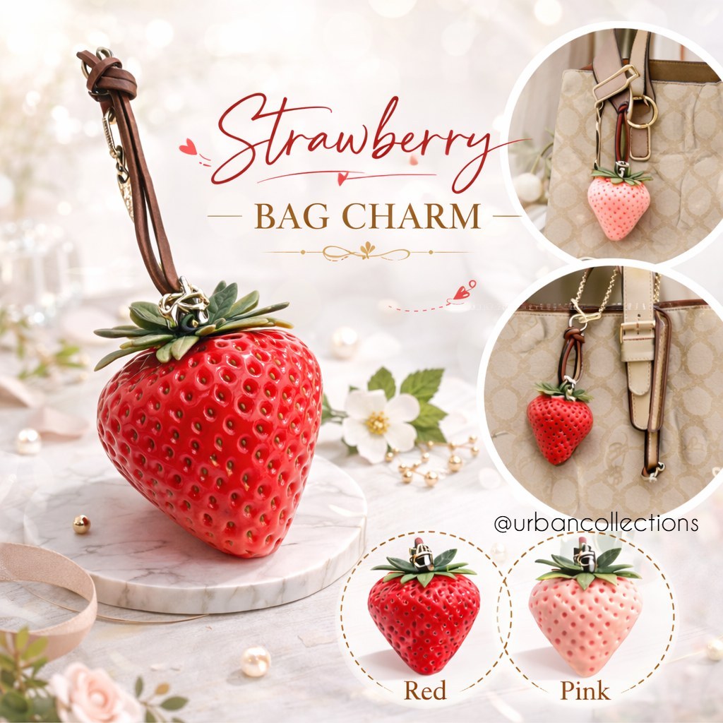 Strawberry Bag Charm TB Bagcharm Ganci Premium Gantungan Tas Wanita Stylish Gantungan Tas Cantik Mew