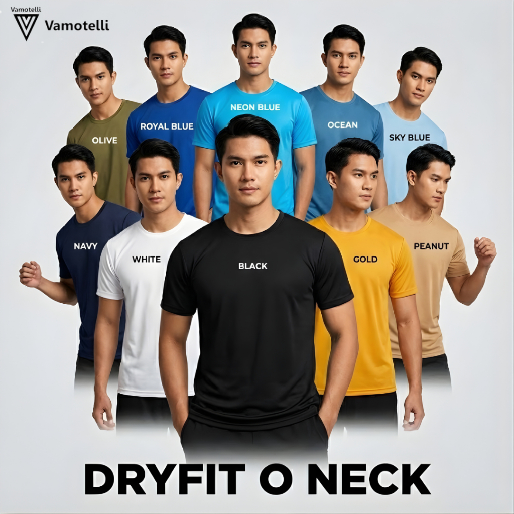 VAMOTELLI Kaos Dryfit O Neck Oblong Polos Size S-5XL | Warna Lengkap Blue Navy Black White Quick Dry