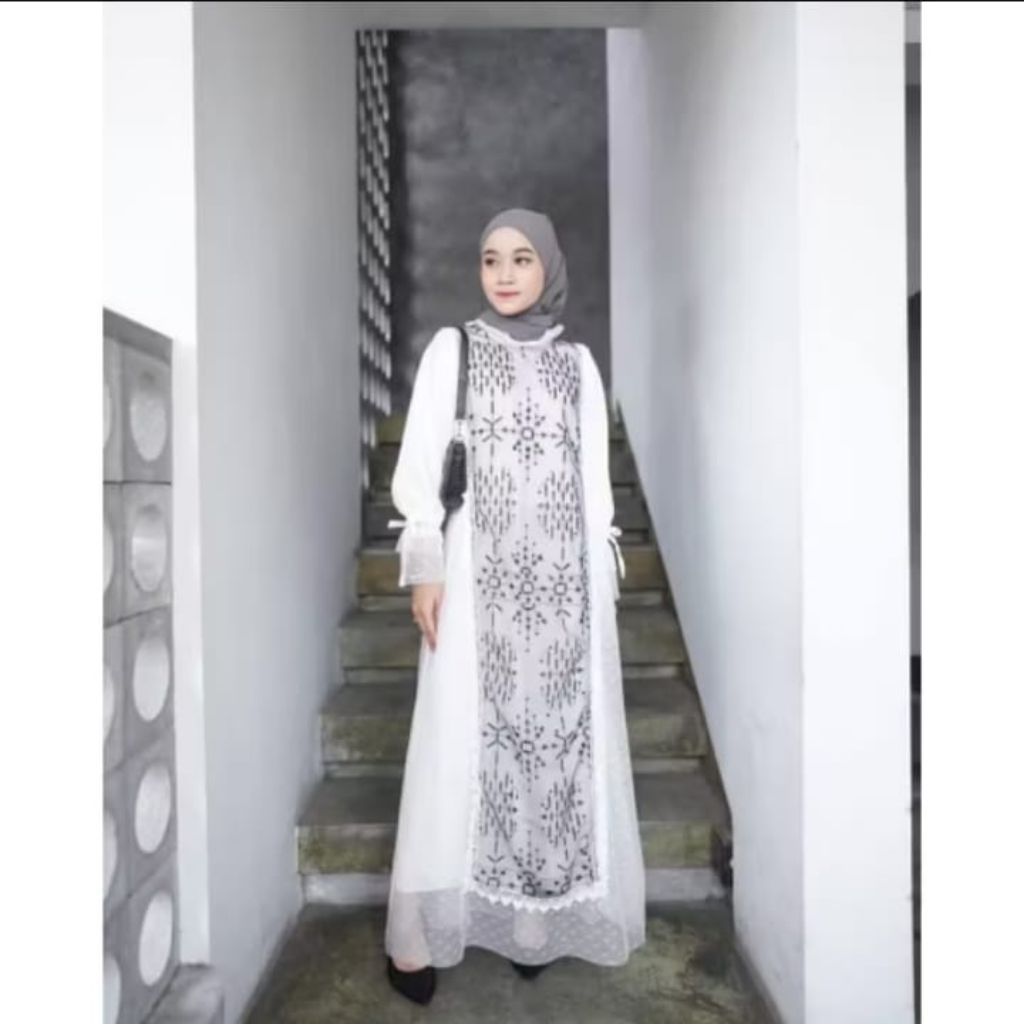 Anesya Dress // Dress Kondangan Baju Lebaran // Dress Kombi Brokat Model Koreanstyle Baju Lebaran Wa