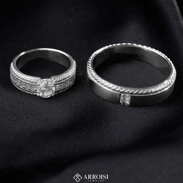 Arroisi Jewelry Cincin Palladium / Cincin Nikah Tunangan - (0015)