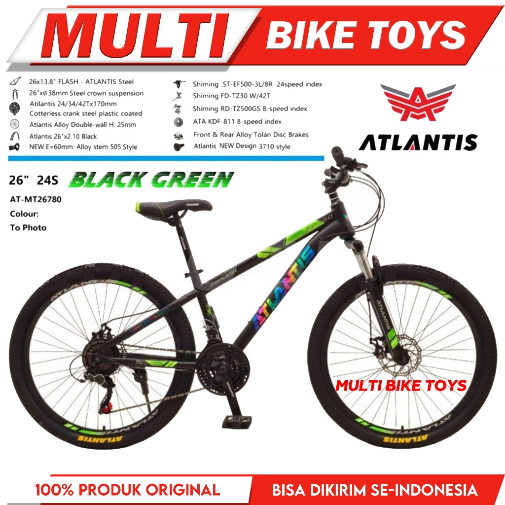Sepeda Gunung MTB Ukuran 24 26 27.5 Inch ATLANTIS AT 780 24 Speed inner cable