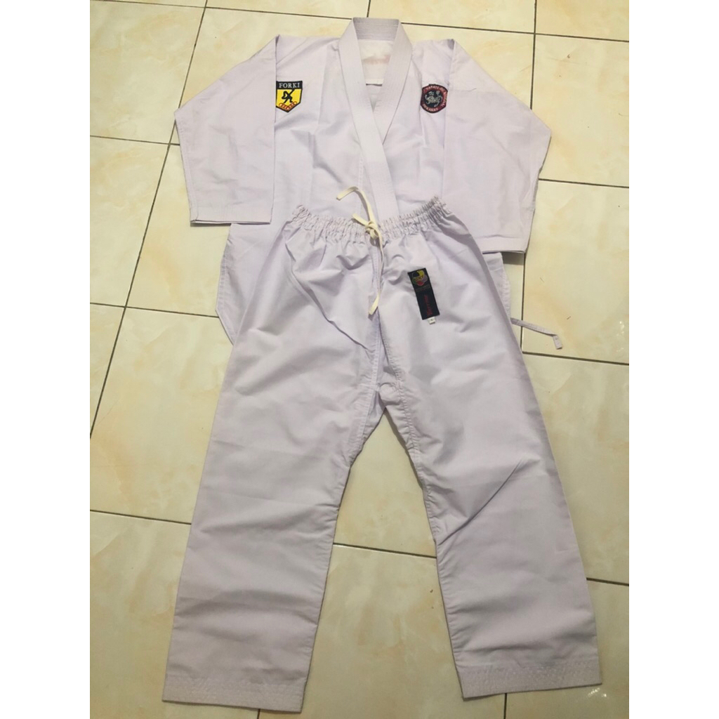 Baju Karate - Warrior Ori Cap WKF Bahan Polyster(free simbol dan sabuk putih)