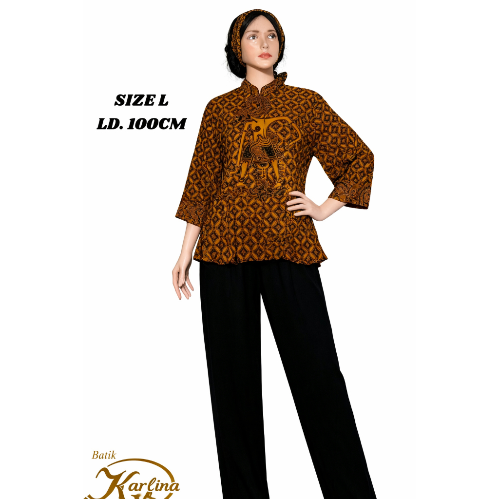Blouse Batik Kerah Sanghai Wanita Modern / Atasan Batik Kerja Wanita BATIK KARLINA SOLO