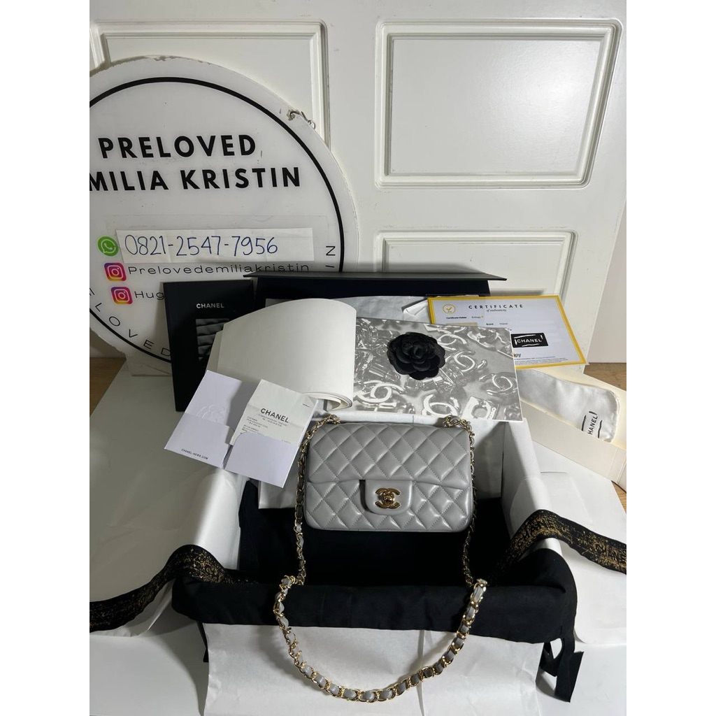 nego preloved mini handbag lambskin grey GHW