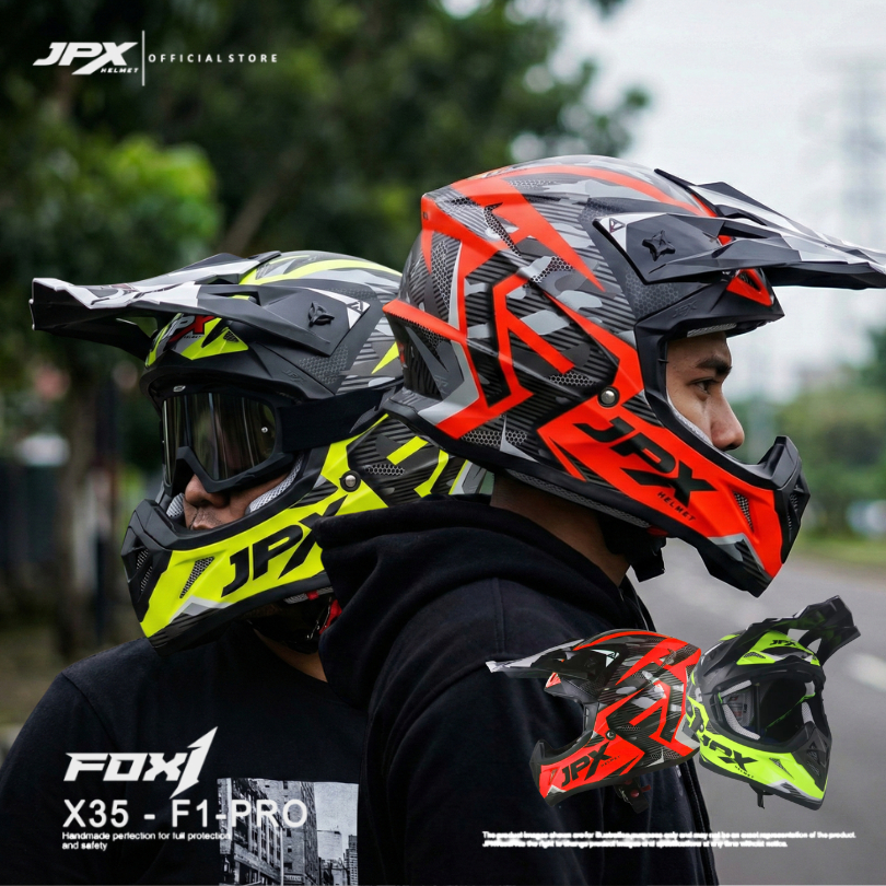 Helm Full Face Cross Pria Wanita Harian Motor Trail Tebal Nyaman SNI DOT JPX FOX1 - X35 F1-PRO