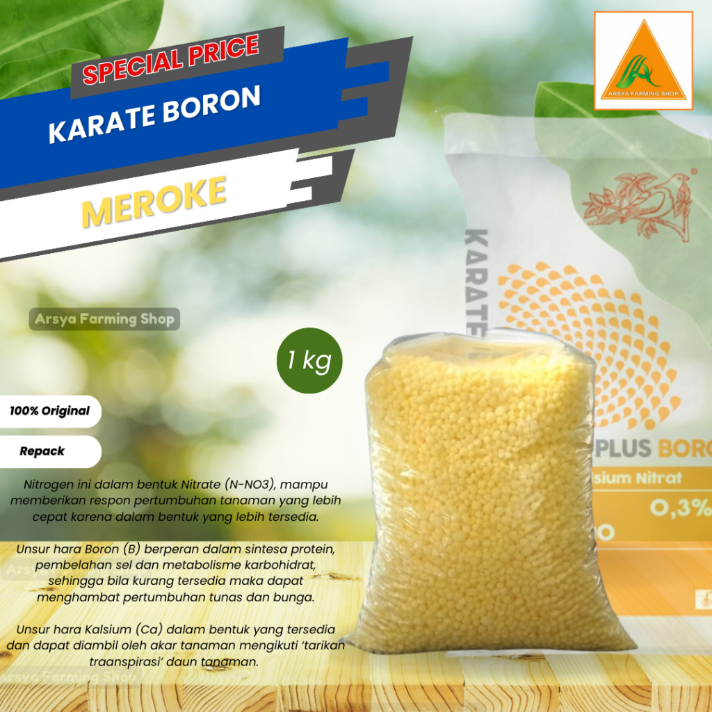 Meroke KARATE PLUS BORONI 1 kg Pupuk Kalsium Nitrat Untuk Bahan Baku AB Mix Hidroponik