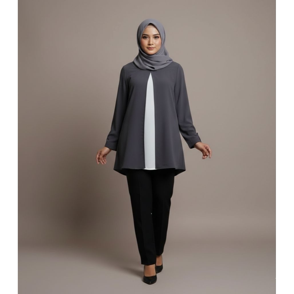 Blouse Kombinasi Blazer Atasan Formal Casual Wanita preloved Brand iMaroon Women (Ramayana)