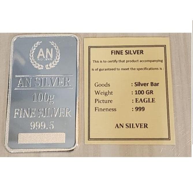 AN Silver Produk Indonesia Perak 100gr Batangan