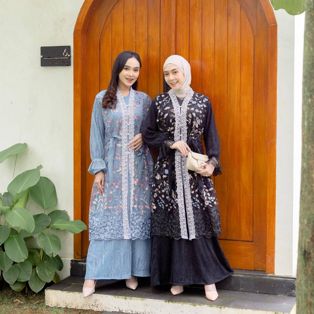 Benang Raja Gamis Brokat Kombinasi Tile Althea Marquiesse