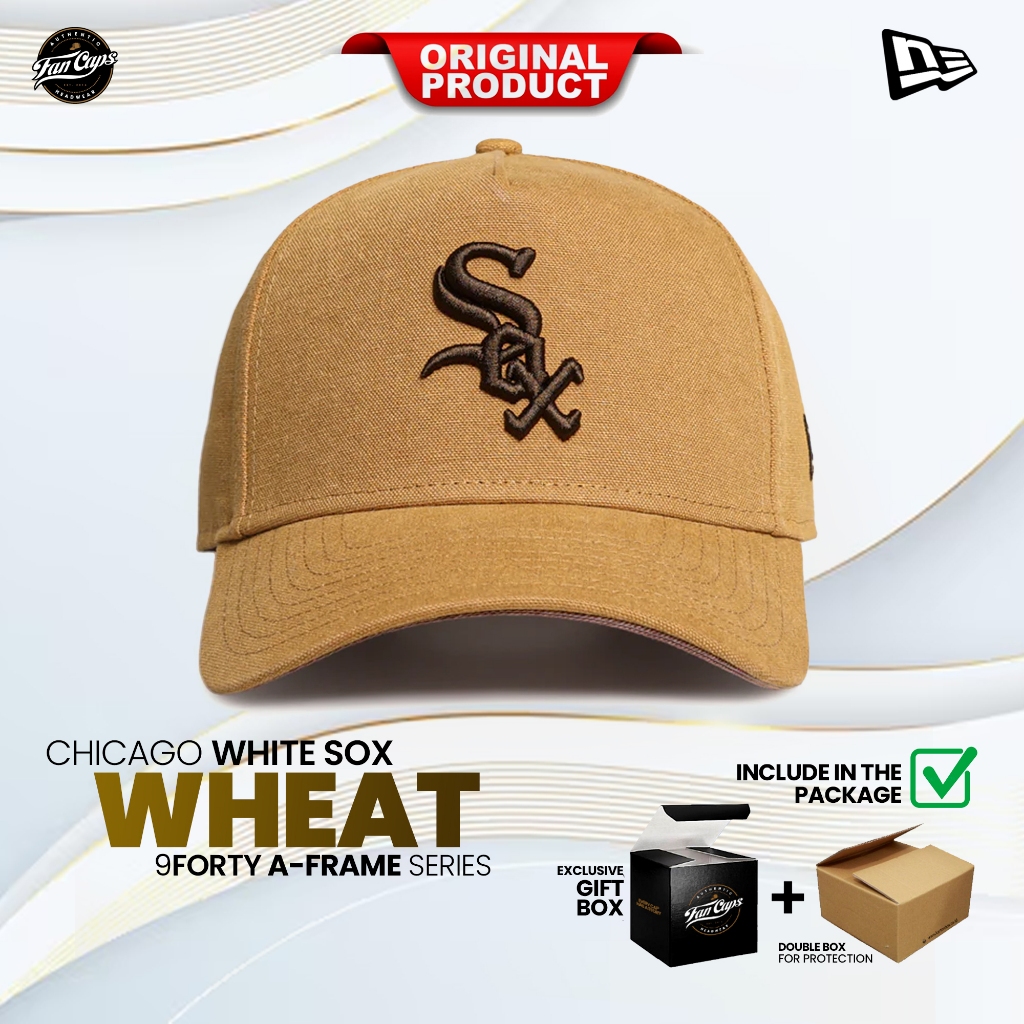Topi Original New Era MLB Chicago White Sox A-Frame 9FORTY warna Wheat | FREE GIFT BOX