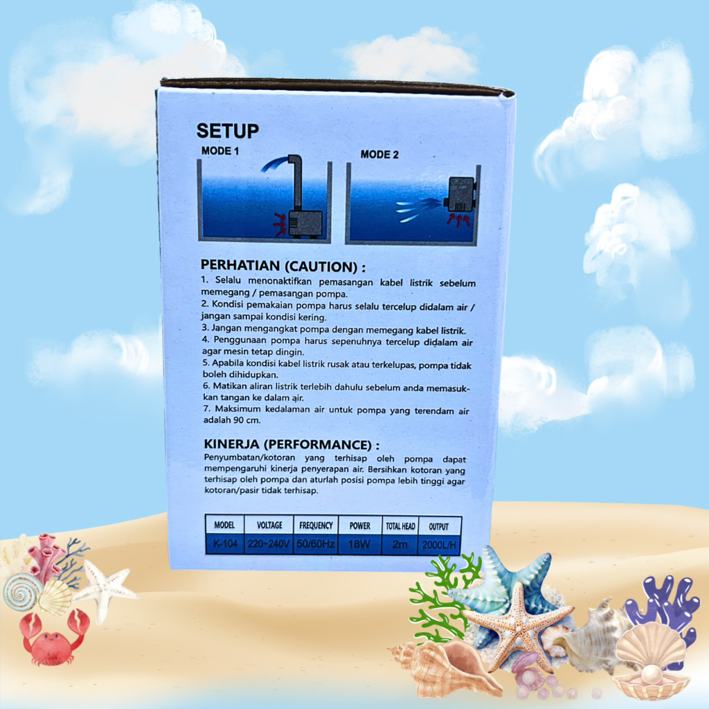KHARISMA K 104 POMPA KOLAM AQUARIUM SUBMERSIBLE PUMP