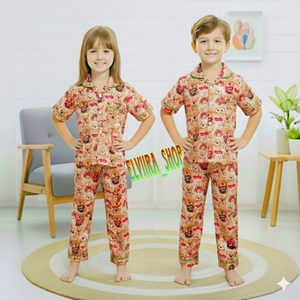 Baju Anak  Perempuan / Piyama Anak Perempuan Usia 1-10 Tahun Viral / Baju Tidur Anak Perempuan Viral