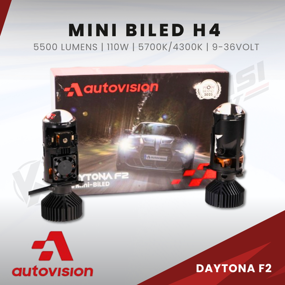 Mini BiLED Autovision  Daytona F2 H4 110W 12V 5700K HiBeam 4300K | Kikim Variasi Pusat