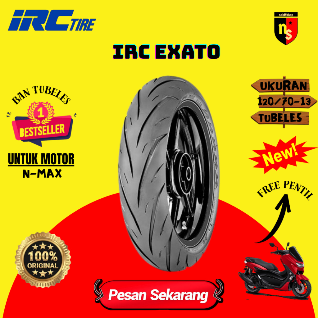 IRC Exato NR88 120 70 13 Tubeless Ban Luar Motor Nmax GRATIS PENTIL