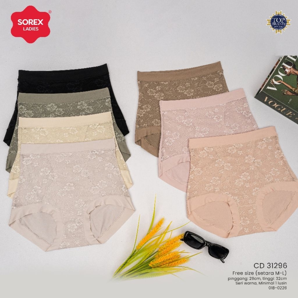 cd celana dalam basic wanita sorex katun maxi 31296 renda bunga