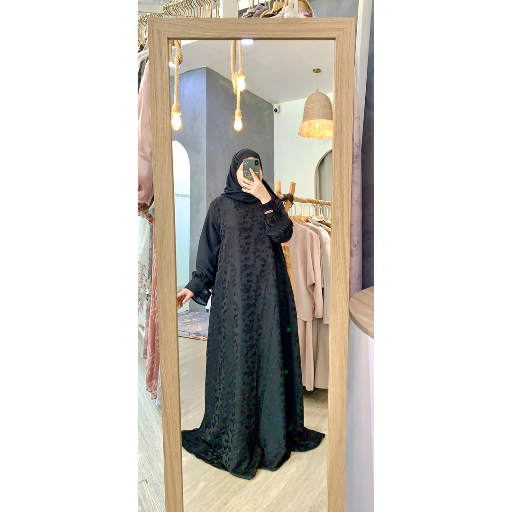 gamis embos hitam premium