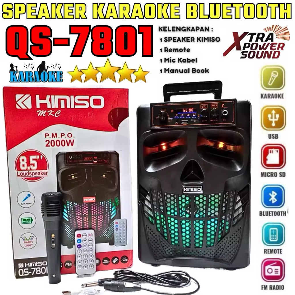Speaker Kimiso Qs 7801- Bluetooth Karaoke / Salon Aktif Kimiso Qs 7801 8''inch / Brain Power Qs-7801