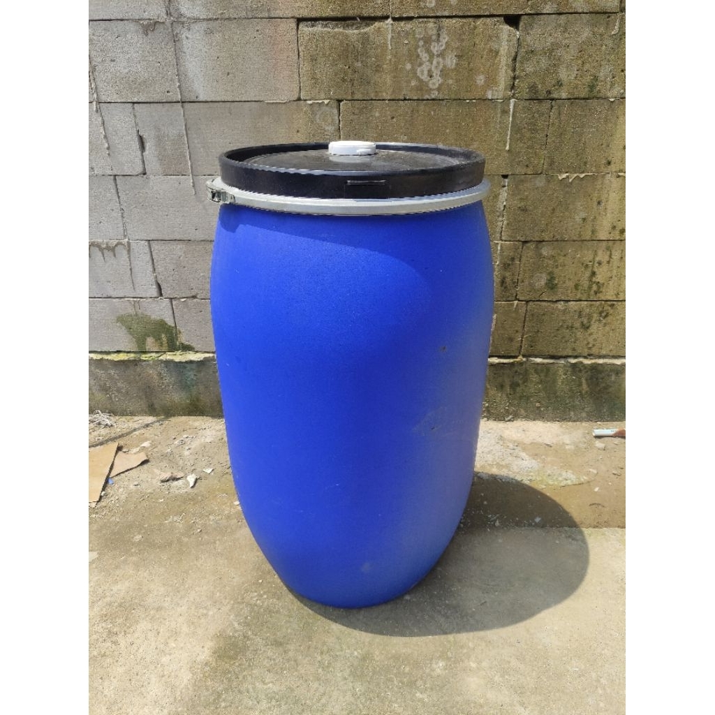 Drum Plastik/ HDPE/  Drum Biru Kapasitas 200 Liter Tutup Lebar