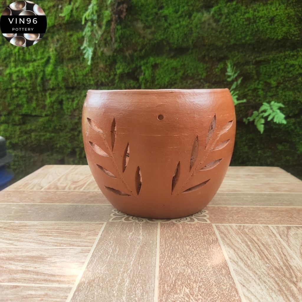 Pot anggrek gantung D15cm gerabah tanah liat