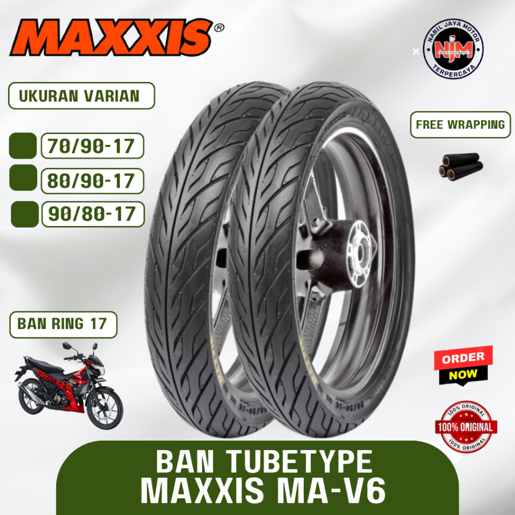Ban Motor Maxxis MA-V6 Tube Type Ring 17 Ukuran 70/90-17 80/90-17 90/80-17 Untuk Bebek Supra Revo Ju