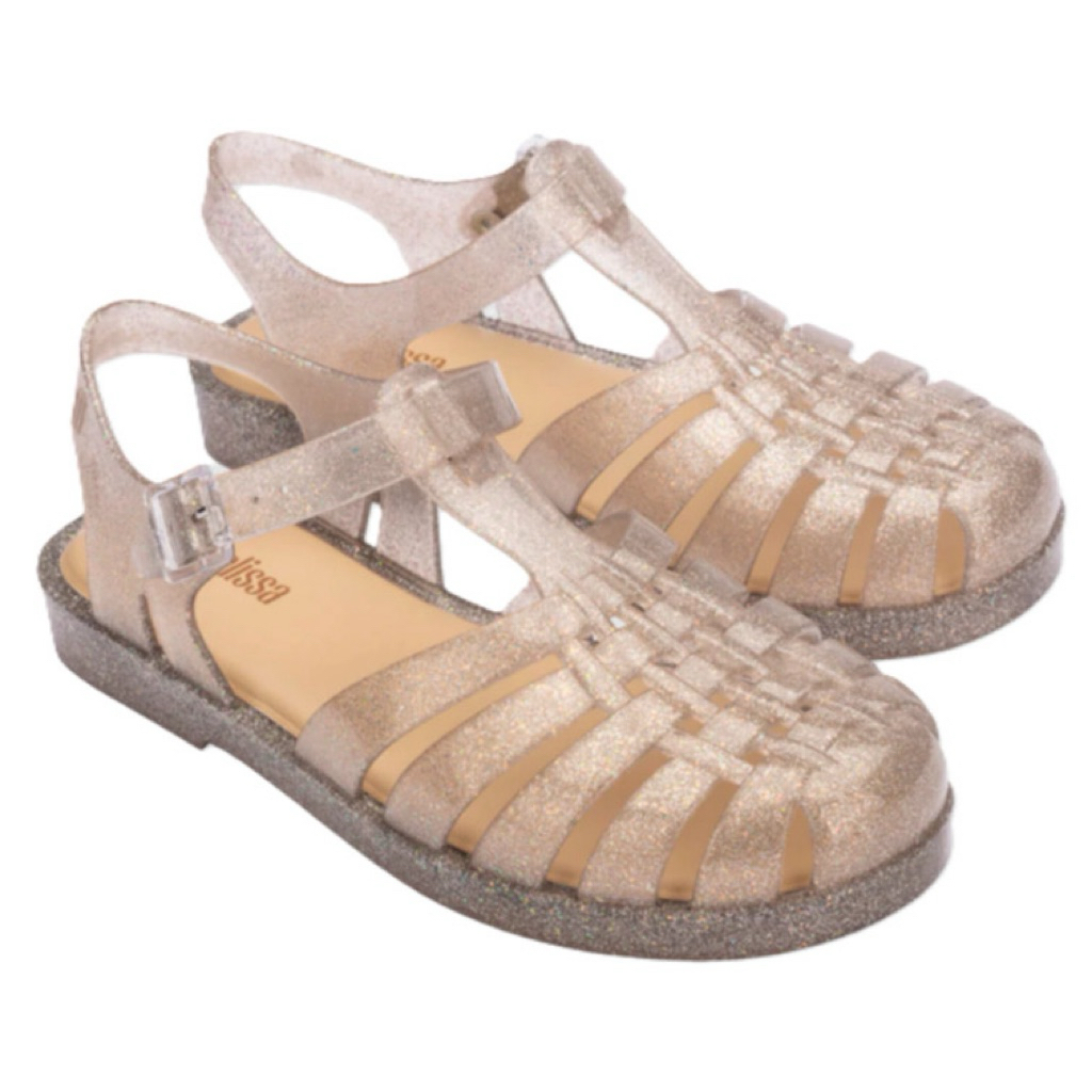 Melissa Possession Shiny AD Beige Silver Glitter Size 39 Preloved