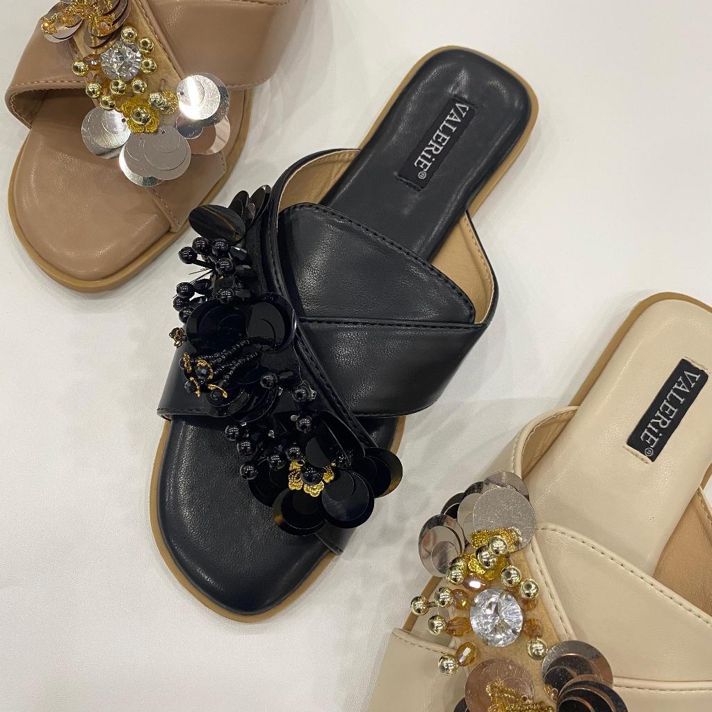 Allure Valerie Gardenia Sandal Wanita Flat Bunga Import Premium Anti Slip