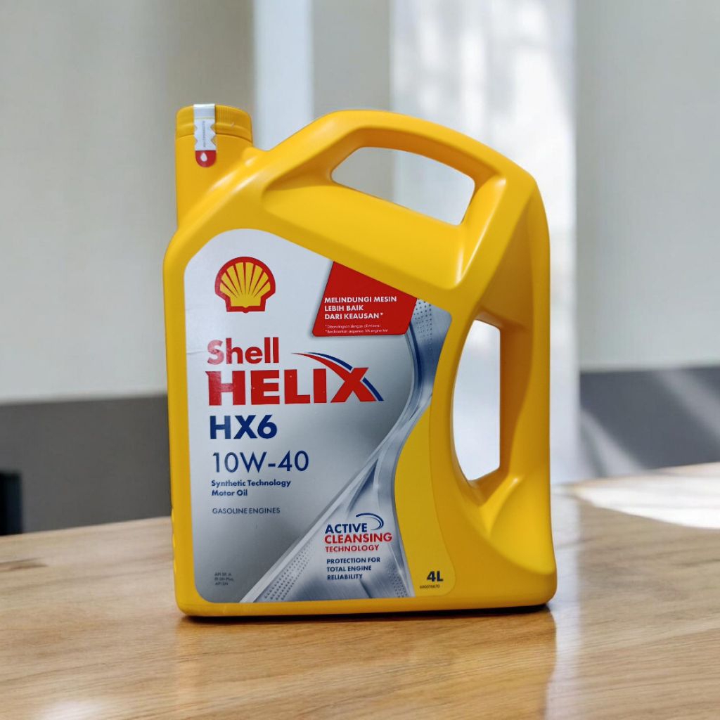 OLI MOBIL SHELL HELIX HX6 10W-40 | HX6 4 LITER | ORIGINAL BARCODE HIJAU ( OLI MESIN MOBIL ) HX6 SHEL