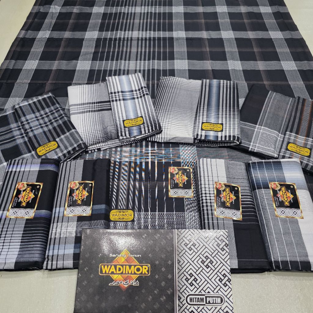 TERBARU Sarung Wadimor Motif Kotak-Kotak Warna Hitam Putih