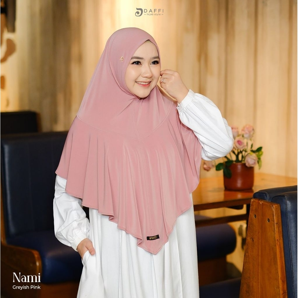 Daffi Hijab - Nami mom daffi hijab jumbo syari jersey high twist Aksen Floi model lancip
