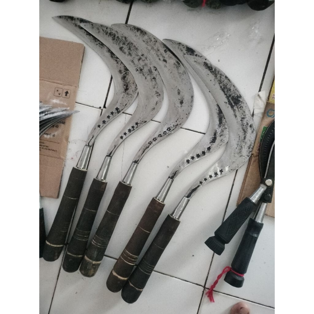 alat berkebun cap bintang 5 sabit rumput baja pir murni