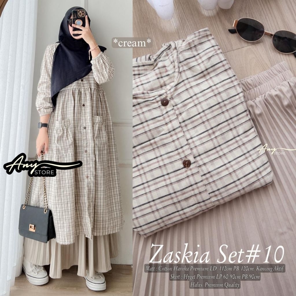 zaskia set#55 setelan long tunic jumbo ld 130 ld 120 by A.N.Y rok panjang floral skirt plisket bunga