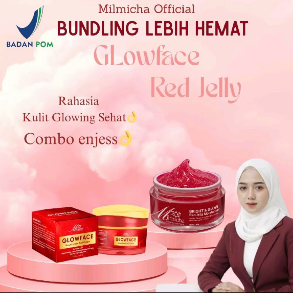 PAKET RED JELLY & GLOWFACE cream 2in1 bpom mencerahkan