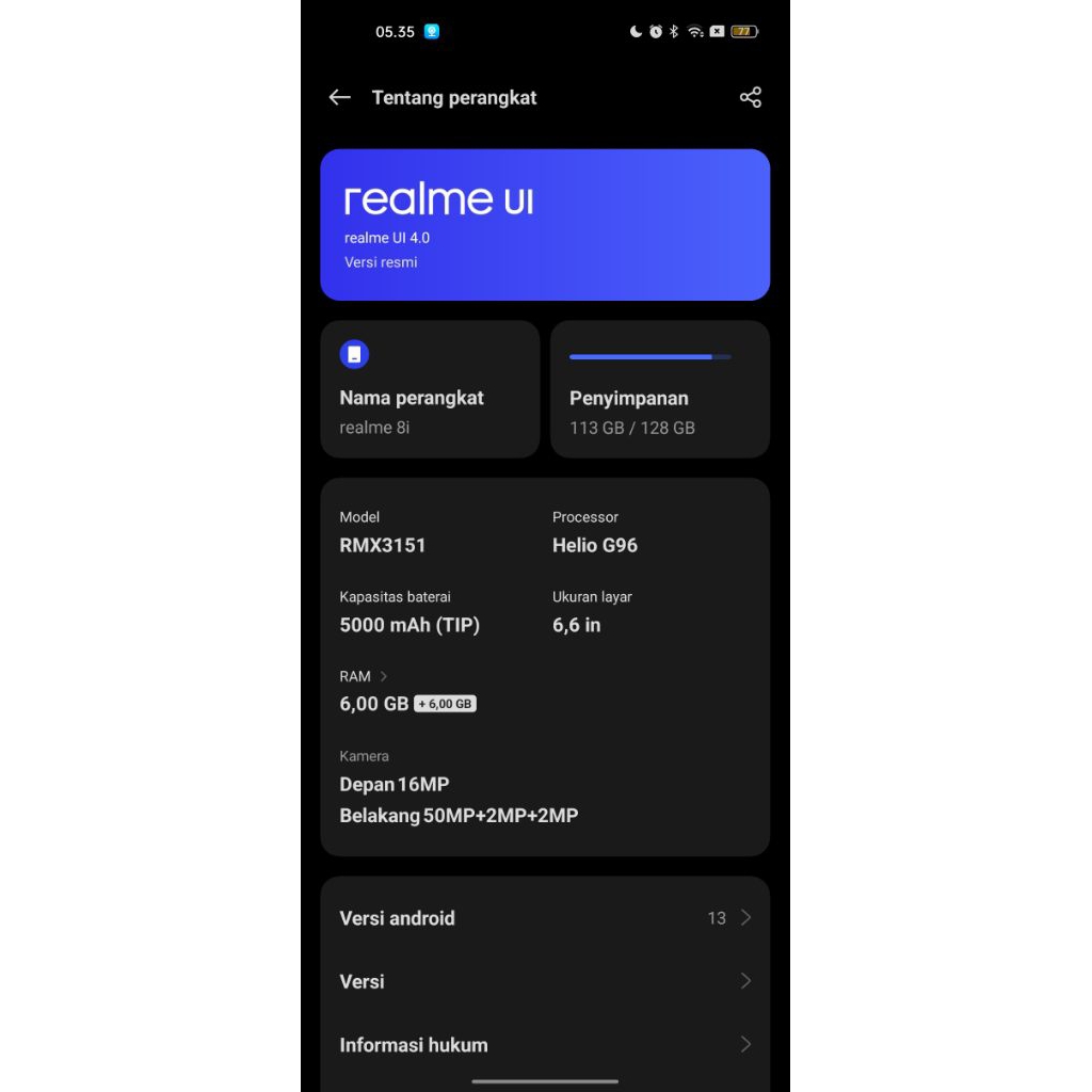 MESIN REALME 8i (6+6 /128 Gb) Normal Segelan Bergaransi (HARGA NEGO)