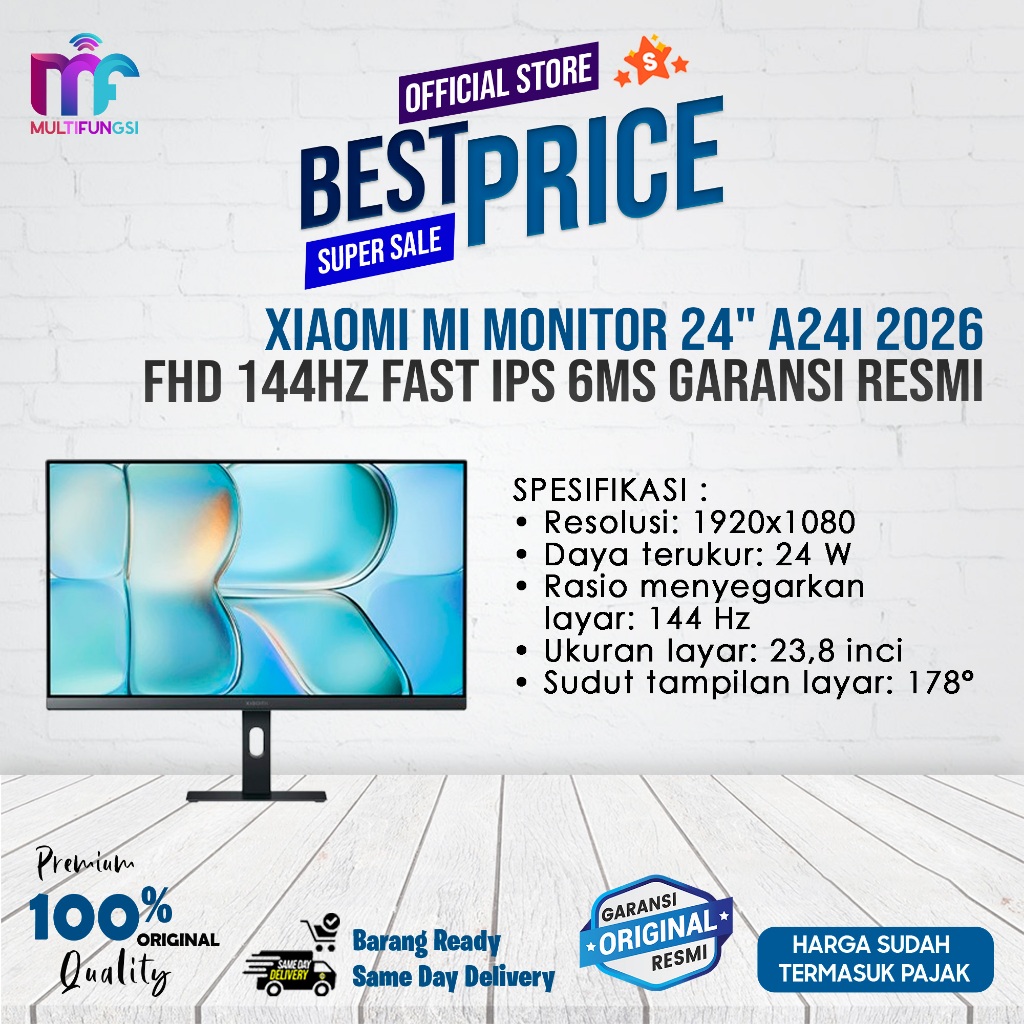 Xiaomi Mi Monitor 24" A24i 2026 FHD 144Hz Fast IPS 6ms Garansi Resmi