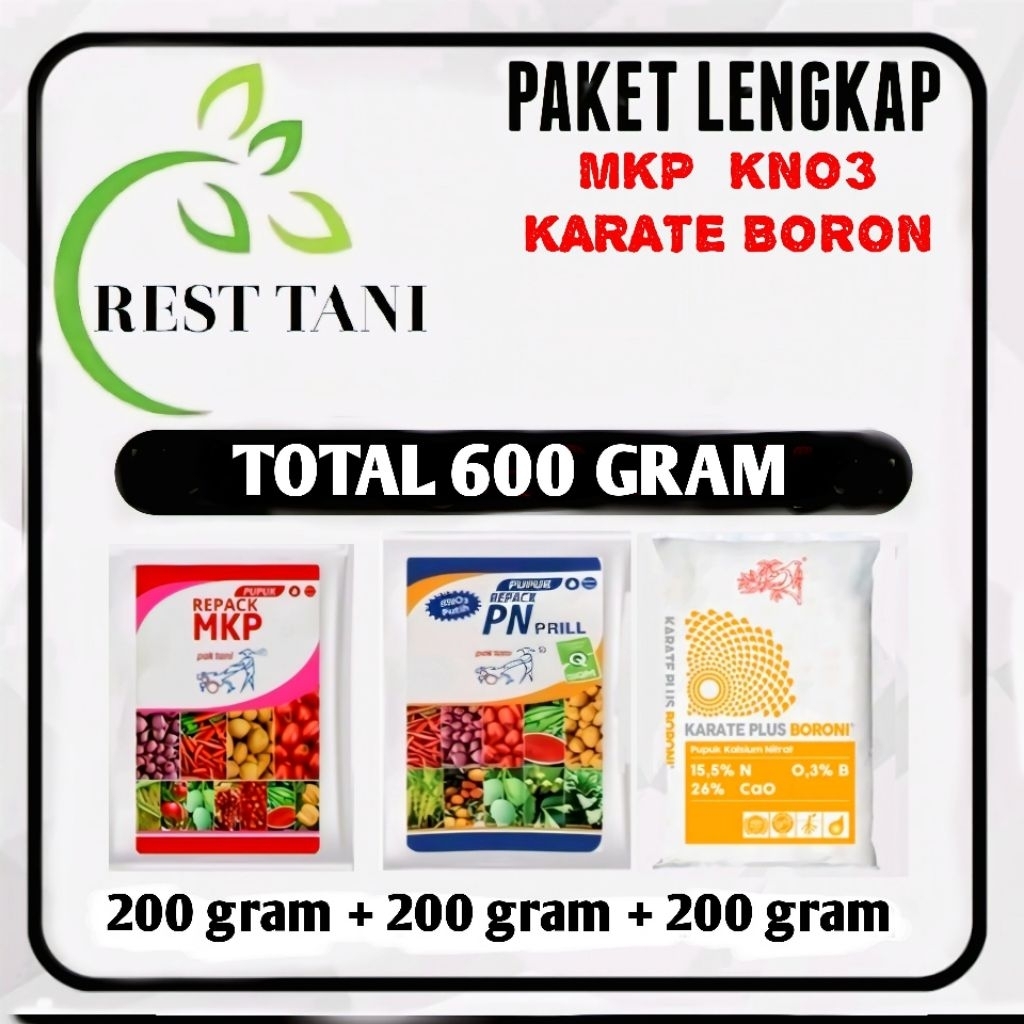 Pupuk buah MKP PAK TANI, KNO3 PUTIH, KARATE BORONI, 600gram kemasan Repack