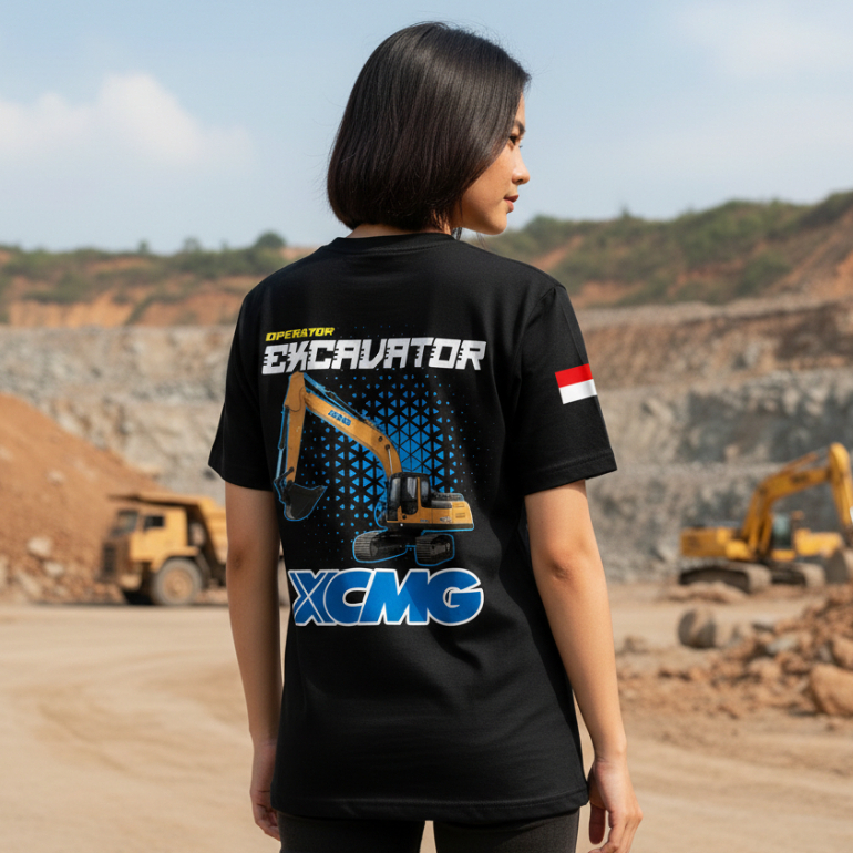 Kaos Distro Excavator XCMG Bahan Katun Combed Standar Distro Baju Pria Wanita