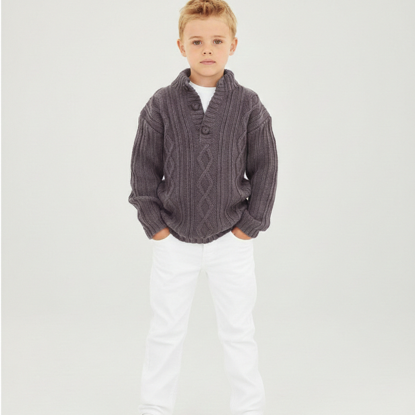 Dclokidss - Sweater Rajut Anak Unisex Usia 5 - 8 Tahun Tebal Baju Rajut Kancing Depan Lengan Panjang