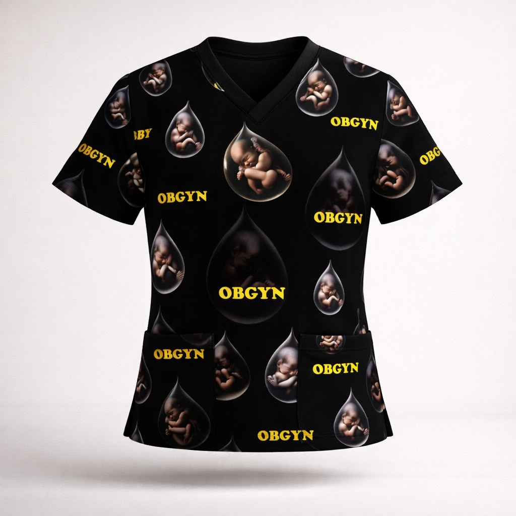 PO Baju Medis /Baju Dokter /Baju KoAs/ Baju Perawat / Baju Nakes printing motif obgyn 2102