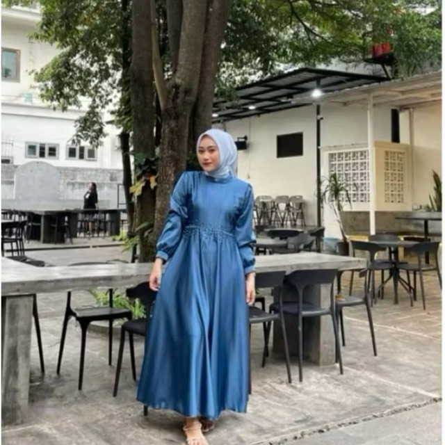 Barina dress gamis satin velvet simpel elegant gamis pesta gamis lebaran