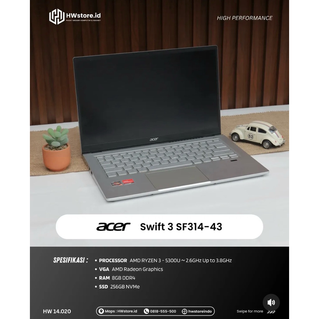 Acer Swift 3 SF314-43 Laptop 14" Ryzen 5 16GB SSD 512GB Silver