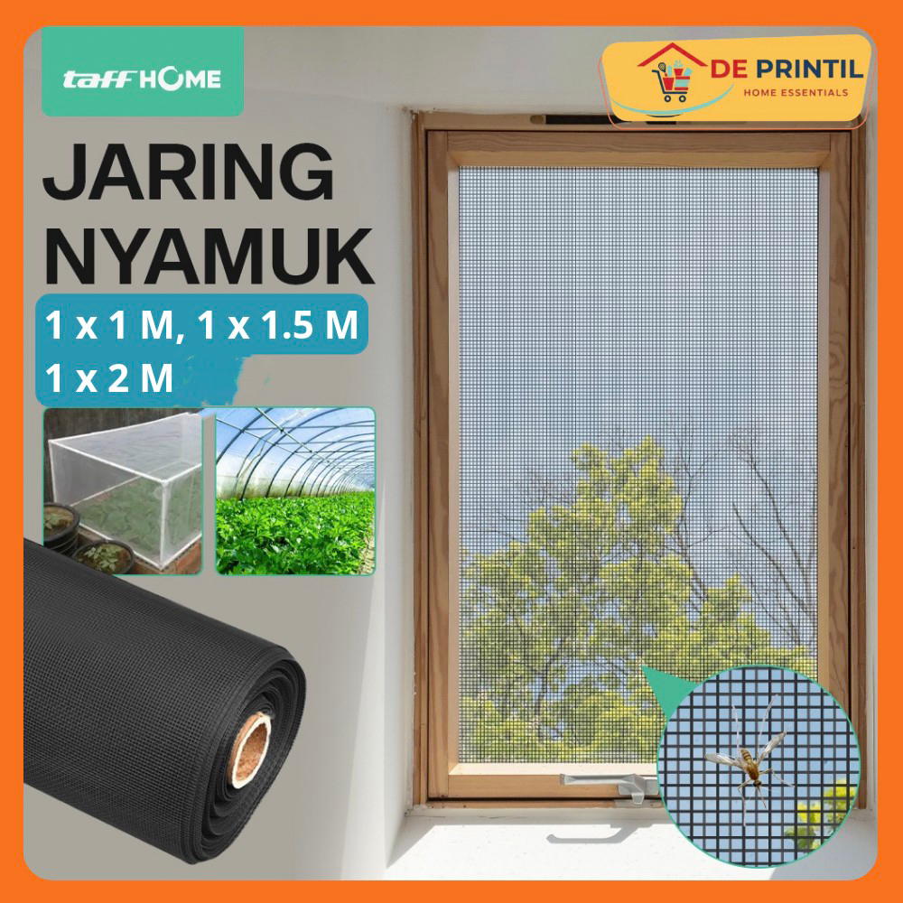 TaffHOME Kasa Nyamuk Jaring Jendela DIY Mosquito Net PP Nano 20 Mesh 1x1M, 1x1.5M, 1x2M - Black