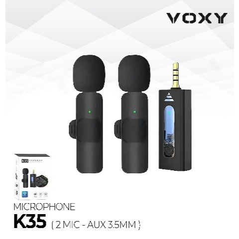 CLIP ON MICROPHONE K35 MIC CLIP WIRELESS aux( Audio ) / MIC YOUTUBER BLUETO model 2 mic